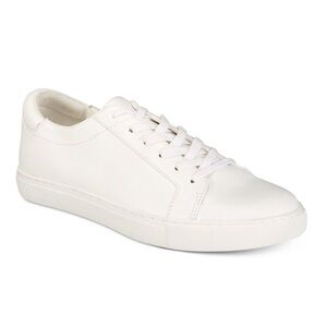 Kenneth Cole Kam All-White Leather Low-Top Sneakers Size 6.5